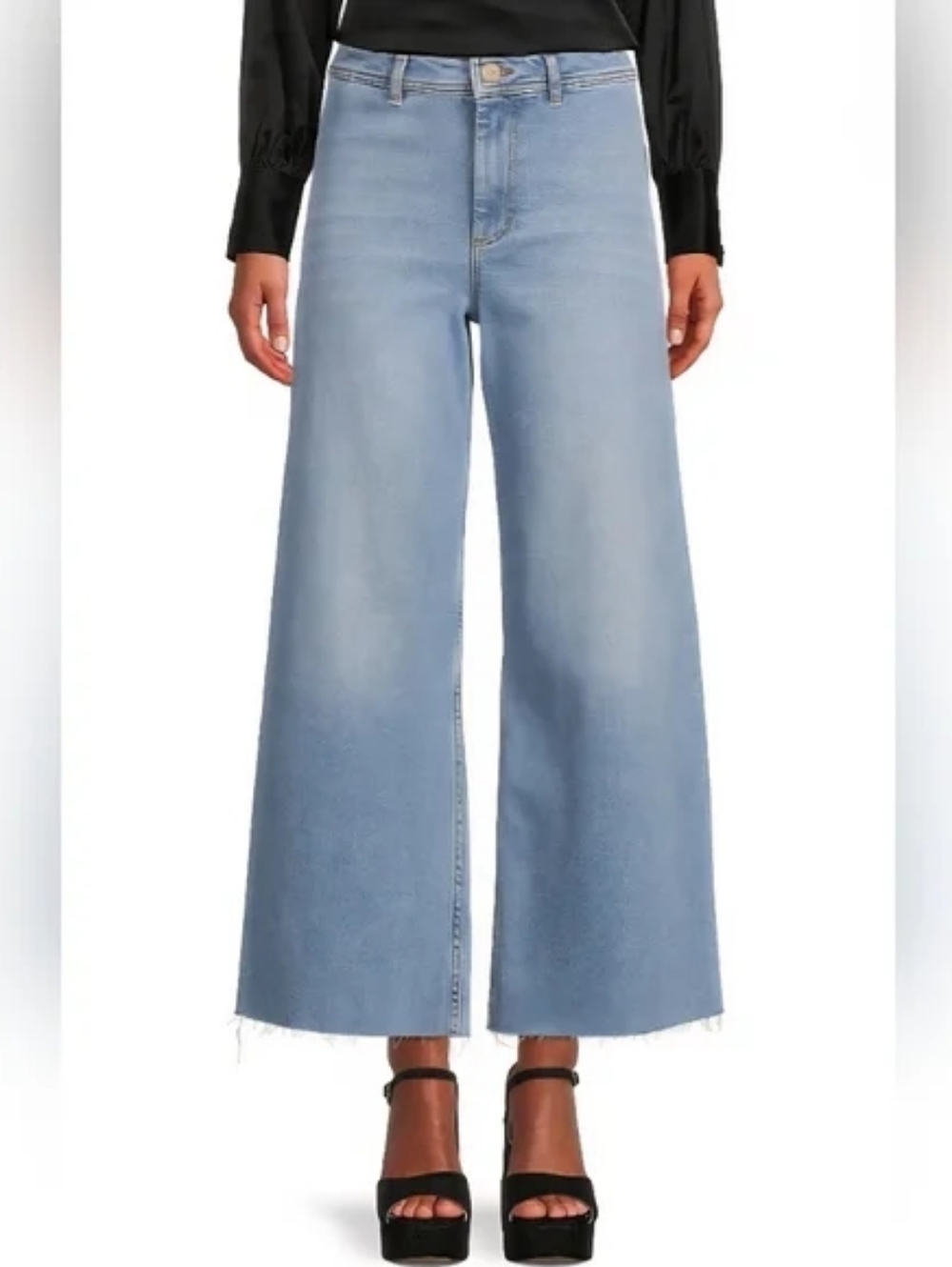 Antonio Melani High Rise Cropped Wide Leg Raw Hem Jeans size 10